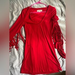 Red fringe dress
